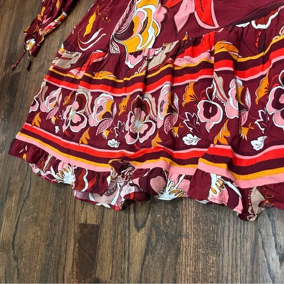 Gibson & Latimer Tie Neck Long Raglan Sleeve Floral Printed Dress Size XL - Picture 11 of 15